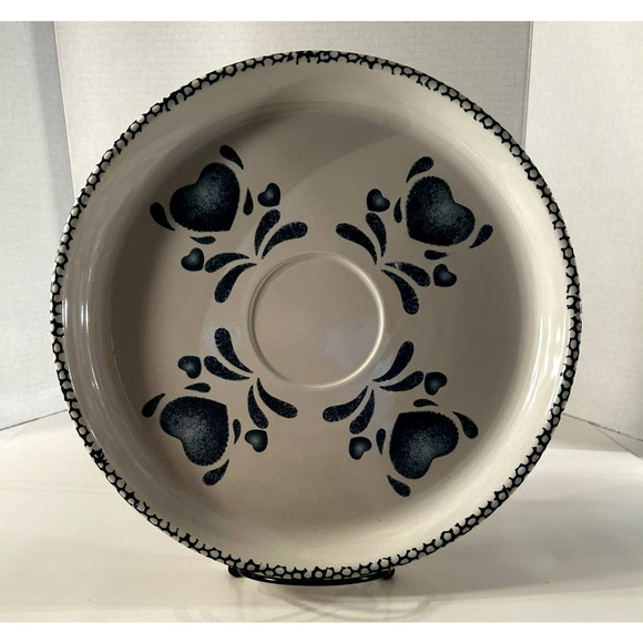 Vintage Home Trends Stoneware Snack Plate with Blue Hearts and Decorated Trim - Picture 2 of 4